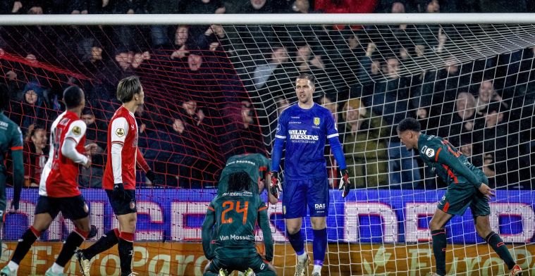 Feyenoord krijgt tien man van RKC in slotfase toch op de knieën en pakt driepunter